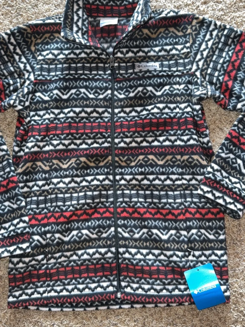 NWT Columbia Youth Large Full Zip Fleece Jacket Fair Isle Winter Cozy